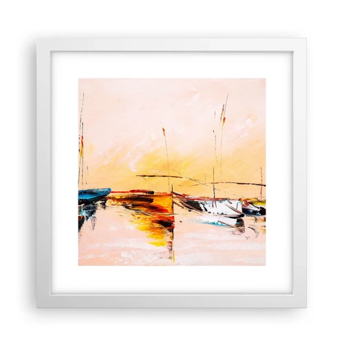 Poster in white frmae - Evening at the Harbour - 30x30 cm