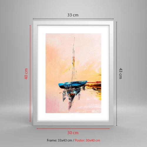 Poster in white frmae - Evening at the Harbour - 30x40 cm