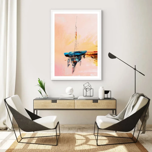 Poster in white frmae - Evening at the Harbour - 30x40 cm