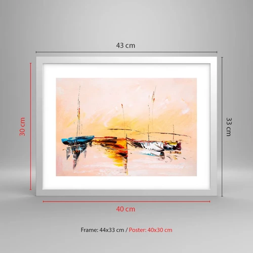 Poster in white frmae - Evening at the Harbour - 40x30 cm