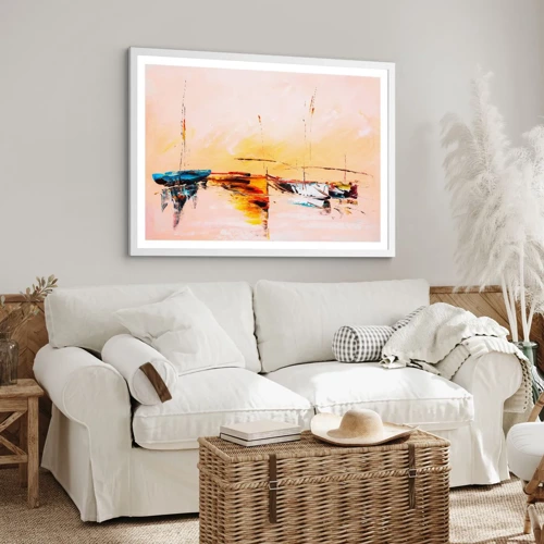 Poster in white frmae - Evening at the Harbour - 40x30 cm