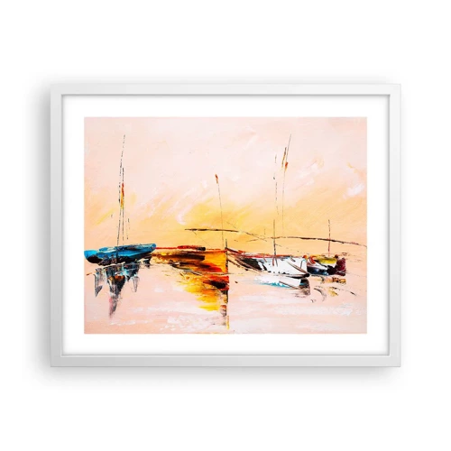 Poster in white frmae - Evening at the Harbour - 50x40 cm