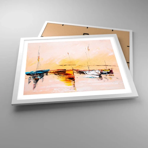 Poster in white frmae - Evening at the Harbour - 50x40 cm