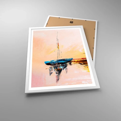 Poster in white frmae - Evening at the Harbour - 50x70 cm