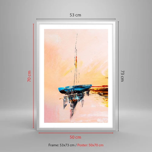 Poster in white frmae - Evening at the Harbour - 50x70 cm