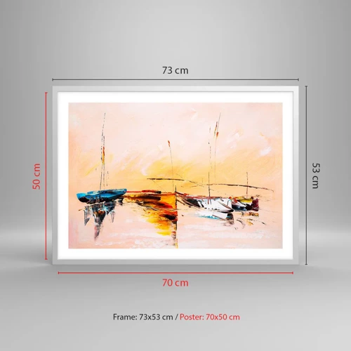 Poster in white frmae - Evening at the Harbour - 70x50 cm