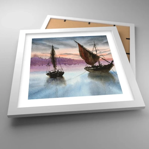 Poster in white frmae - Evening at the Port - 30x30 cm