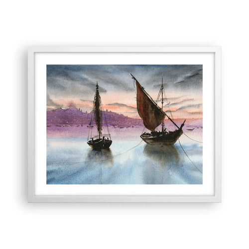 Poster in white frmae - Evening at the Port - 50x40 cm