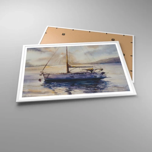 Poster in white frmae - Evening in Harbour - 100x70 cm