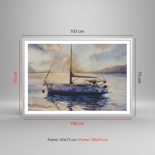 Poster in white frmae - Evening in Harbour - 100x70 cm