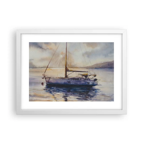 Poster in white frmae - Evening in Harbour - 40x30 cm