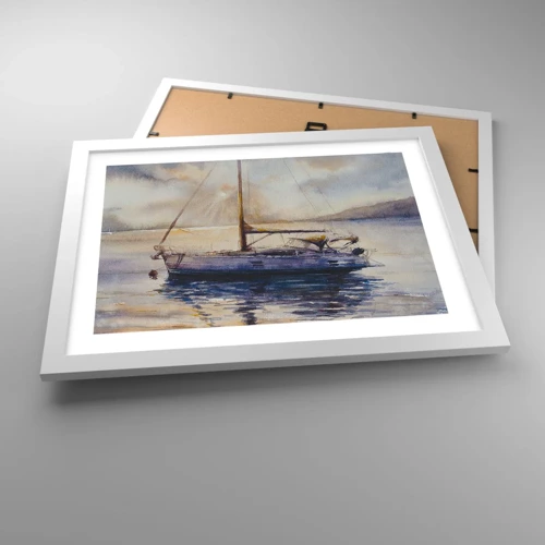 Poster in white frmae - Evening in Harbour - 40x30 cm