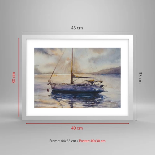 Poster in white frmae - Evening in Harbour - 40x30 cm