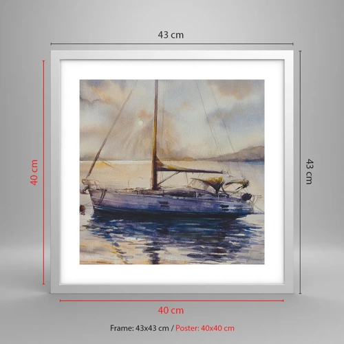 Poster in white frmae - Evening in Harbour - 40x40 cm