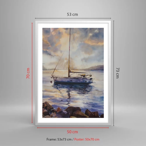 Poster in white frmae - Evening in Harbour - 50x70 cm