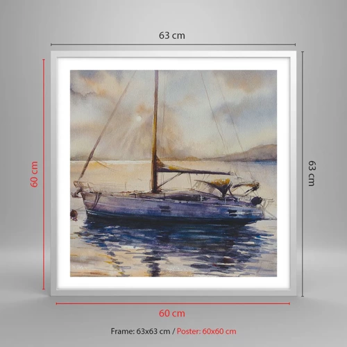 Poster in white frmae - Evening in Harbour - 60x60 cm