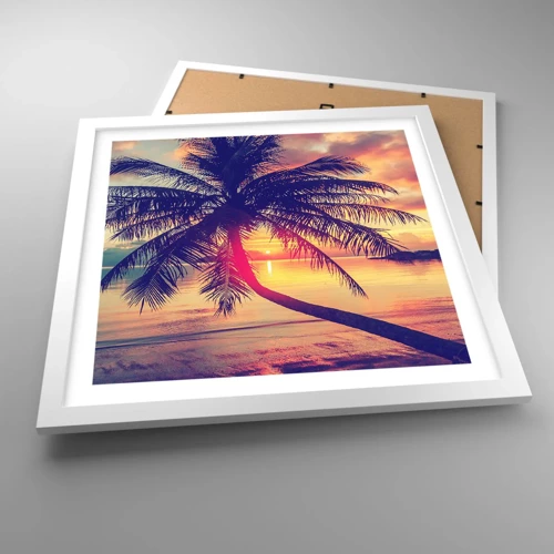 Poster in white frmae - Evening under the Palm Trees - 40x40 cm