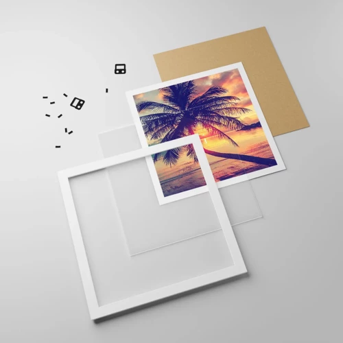 Poster in white frmae - Evening under the Palm Trees - 40x40 cm