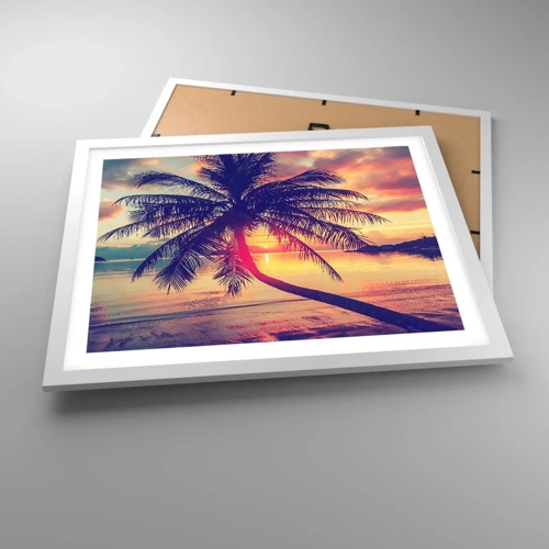 Poster in white frmae - Evening under the Palm Trees - 50x40 cm