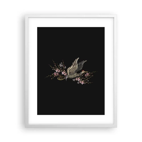 Poster in white frmae - Exotic, Embroidered Bird - 40x50 cm