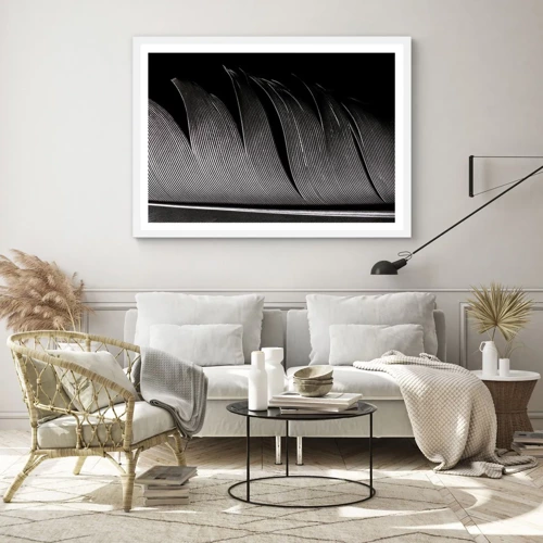 Poster in white frmae - Feather - Wonderful Constract - 100x70 cm