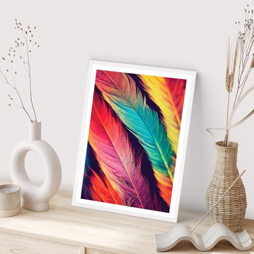 Poster in white frmae - Feathered Rainbow - 30x40 cm