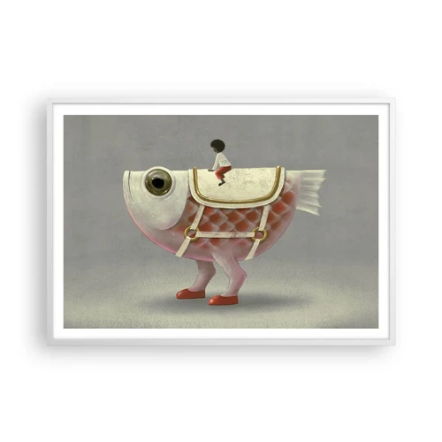 Poster in white frmae - Fish Jockey - 100x70 cm