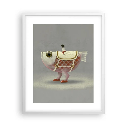 Poster in white frmae - Fish Jockey - 40x50 cm