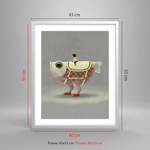 Poster in white frmae - Fish Jockey - 40x50 cm