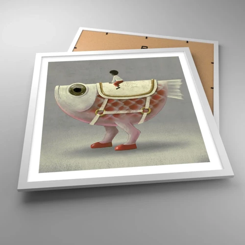 Poster in white frmae - Fish Jockey - 50x50 cm