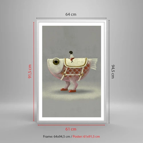 Poster in white frmae - Fish Jockey - 61x91 cm