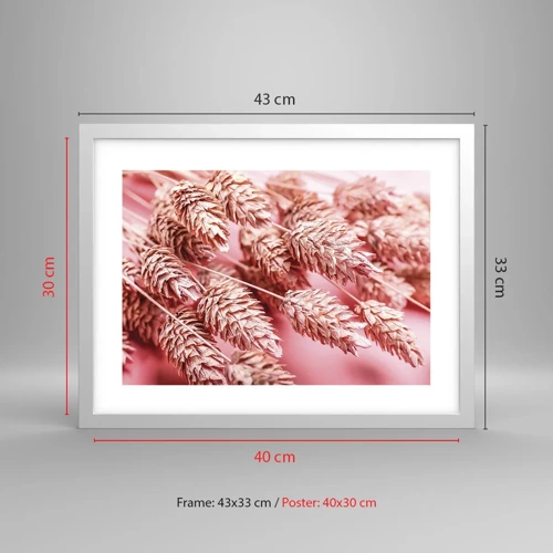 Poster in white frmae - Flowery Cascade in Pink - 40x30 cm