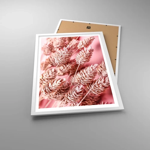 Poster in white frmae - Flowery Cascade in Pink - 50x70 cm