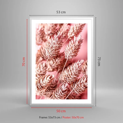 Poster in white frmae - Flowery Cascade in Pink - 50x70 cm