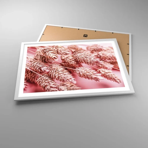 Poster in white frmae - Flowery Cascade in Pink - 70x50 cm