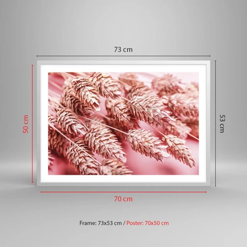 Poster in white frmae - Flowery Cascade in Pink - 70x50 cm