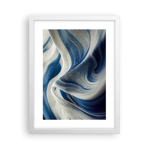 Poster in white frmae - Fluidity of Blue and White - 30x40 cm