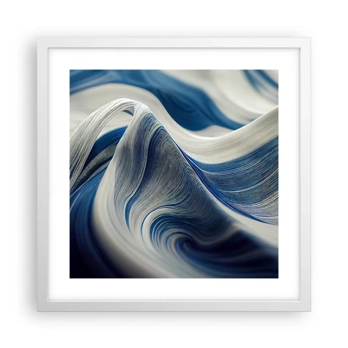 Poster in white frmae - Fluidity of Blue and White - 40x40 cm