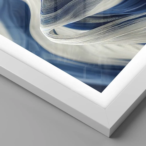 Poster in white frmae - Fluidity of Blue and White - 60x60 cm
