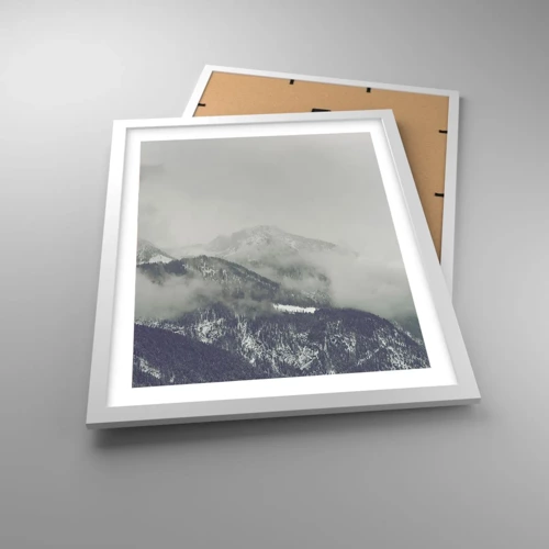 Poster in white frmae - Foggy valley - 40x50 cm