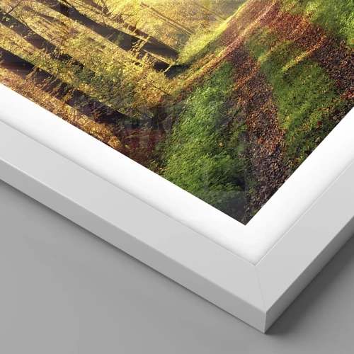 Poster in white frmae - Forest Golden silence - 50x70 cm