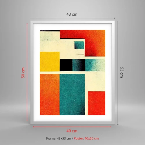 Poster in white frmae - Geometric Abstract - Good Energy - 40x50 cm