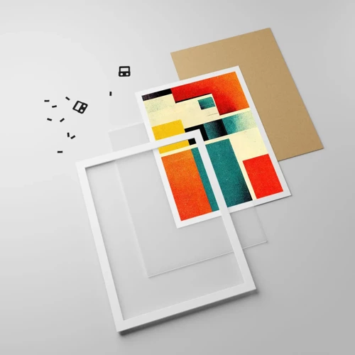 Poster in white frmae - Geometric Abstract - Good Energy - 40x50 cm
