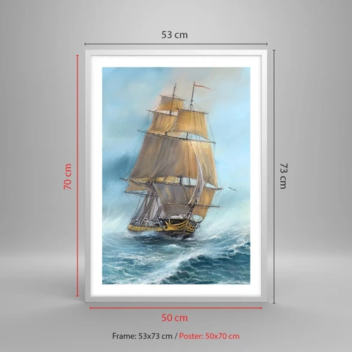 Poster in white frmae - Gliding on the Waves - 50x70 cm