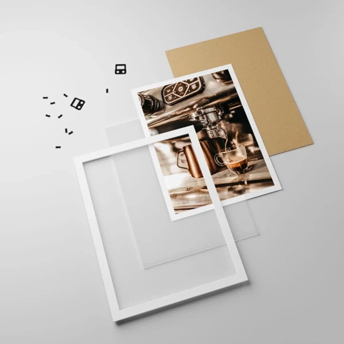 Poster in white frmae - Glow of a Coffee - 50x70 cm