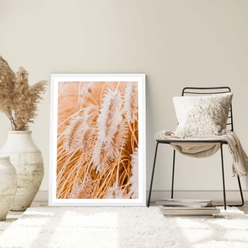 Poster in white frmae - Golden Rustling of Grass - 40x50 cm