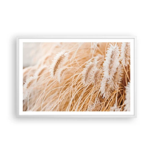 Poster in white frmae - Golden Rustling of Grass - 91x61 cm
