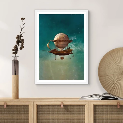 Poster in white frmae - Greetings from Jules Verne - 30x40 cm