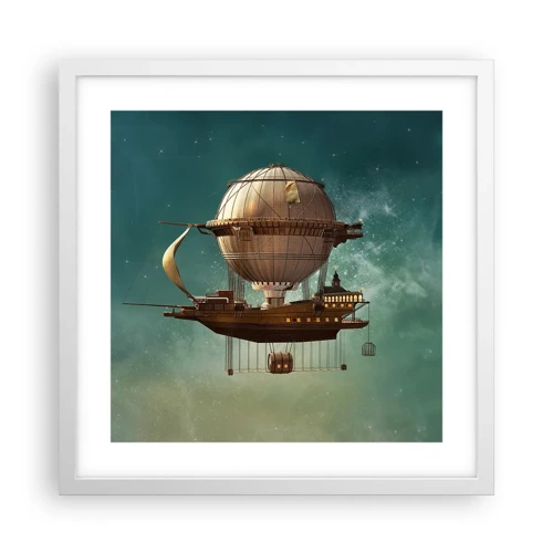 Poster in white frmae - Greetings from Jules Verne - 40x40 cm