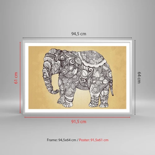 Poster in white frmae - Hidden Elephant - 91x61 cm